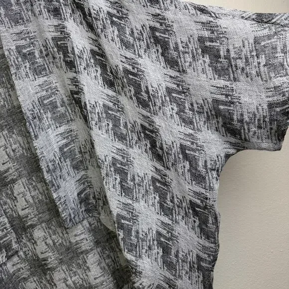 Yushi Linen Jacket Womens Medium Silver Black Open Front Lightweight Top - Picture 4 of 7